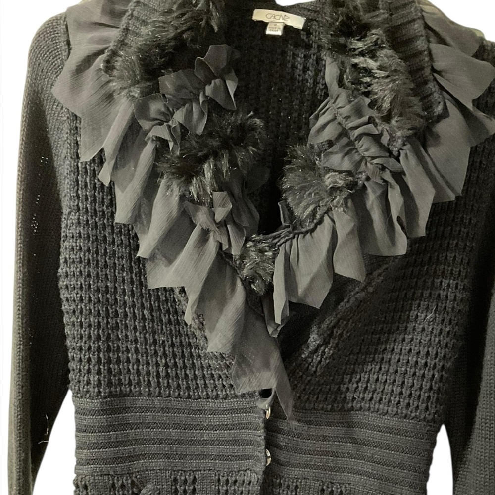 Cache Black Ruffled Cardigan - Picture 13 of 16